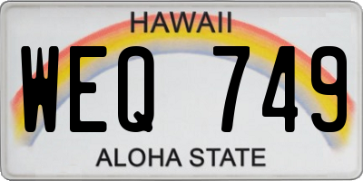 HI license plate WEQ749