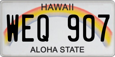 HI license plate WEQ907