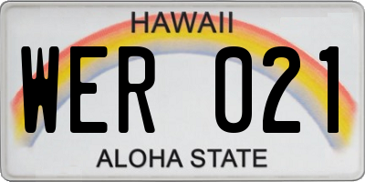 HI license plate WER021