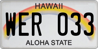 HI license plate WER033