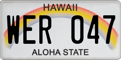 HI license plate WER047