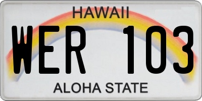 HI license plate WER103