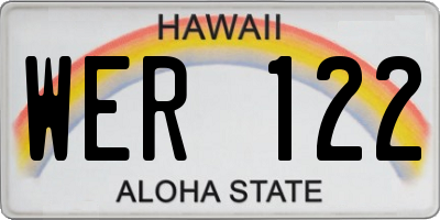 HI license plate WER122