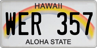 HI license plate WER357