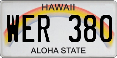 HI license plate WER380