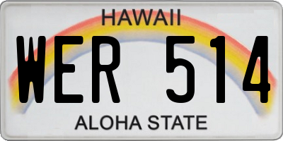HI license plate WER514