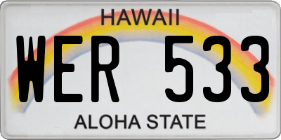 HI license plate WER533