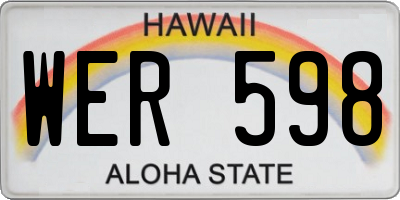 HI license plate WER598