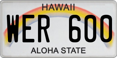 HI license plate WER600