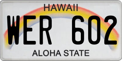HI license plate WER602