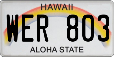 HI license plate WER803