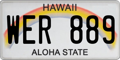 HI license plate WER889