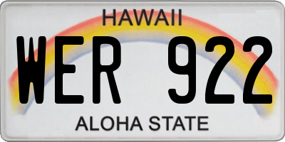 HI license plate WER922