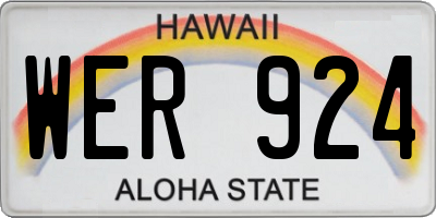 HI license plate WER924
