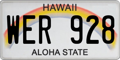 HI license plate WER928