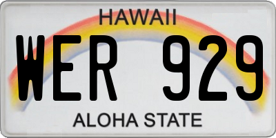 HI license plate WER929