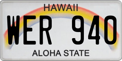 HI license plate WER940