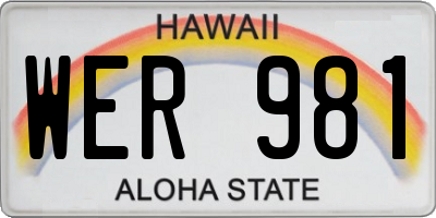 HI license plate WER981