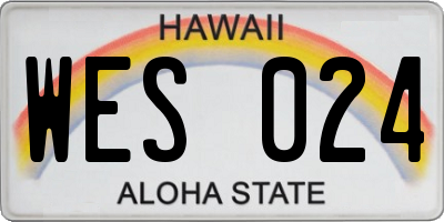 HI license plate WES024