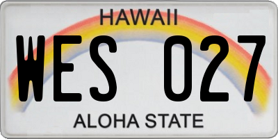 HI license plate WES027
