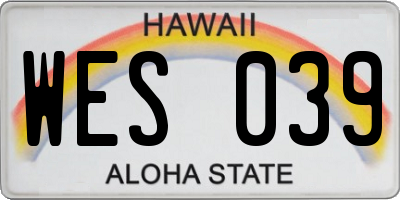 HI license plate WES039