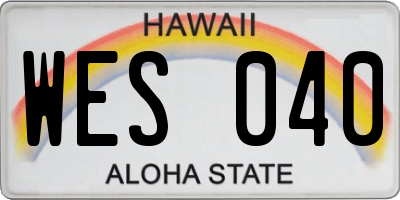 HI license plate WES040