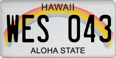 HI license plate WES043