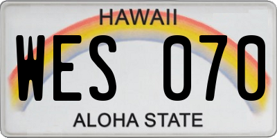 HI license plate WES070