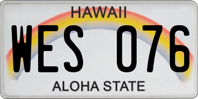 HI license plate WES076