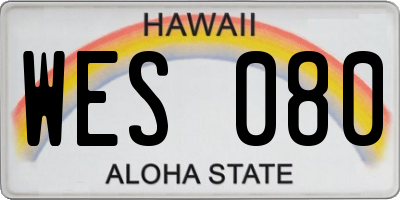 HI license plate WES080