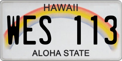 HI license plate WES113