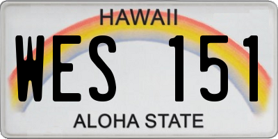 HI license plate WES151