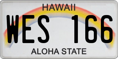 HI license plate WES166