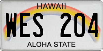 HI license plate WES204