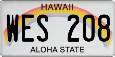 HI license plate WES208