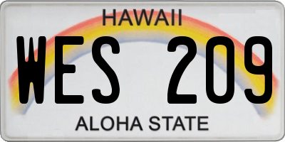 HI license plate WES209