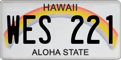 HI license plate WES221