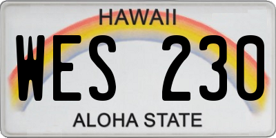 HI license plate WES230