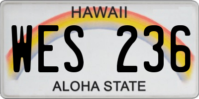 HI license plate WES236