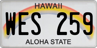 HI license plate WES259