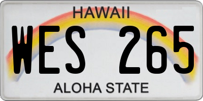 HI license plate WES265