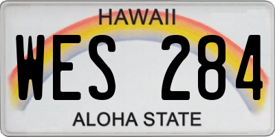 HI license plate WES284