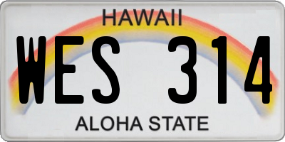 HI license plate WES314