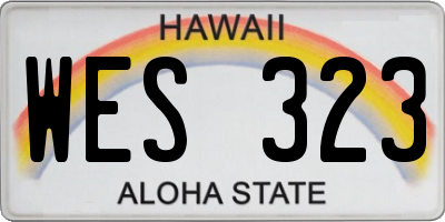 HI license plate WES323
