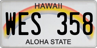 HI license plate WES358