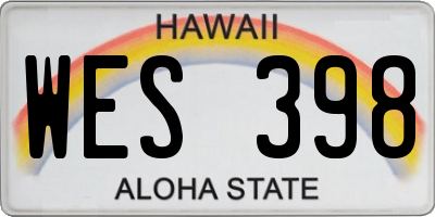 HI license plate WES398