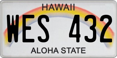 HI license plate WES432