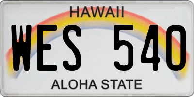 HI license plate WES540