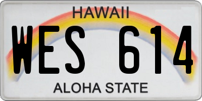 HI license plate WES614