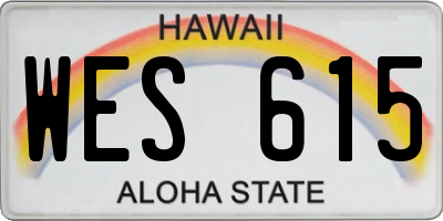 HI license plate WES615